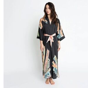 Kim+ Ono peacock feather long kimono robe